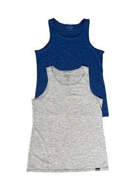 Pair of Patagonia Capilene Cool Tanks Blue & Gray Athleisure Gym Casual Small